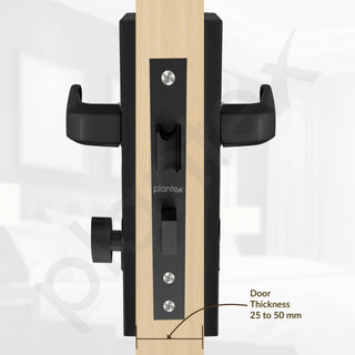 Plantex Heavy-Duty Door Lock Set - Main Door Lock Handle Set/6-Lever Lock Mechanism Mortise Lock with 3 Keys, Brass Lock Body & Cylinder (PTP-08, Black)