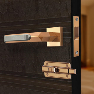 Plantex Heavy Duty Door Lock – Bathroom Door Lock/Mortise Keyless Handle Set for Home/Bathroom/Store Room/Balcony/Office with Baby Latch – Bathroom Accessories (7082 - PVD Satin Black Matt Finish)