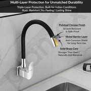 Plantex Brass Flexible Tap for Kitchen Sink with Wall Flange and Teflon Tape/360Â° Rotating Sink Tap for Kitchen Basin with Water Saving Aerator - (6319, Chrome)