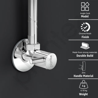 Plantex Angle Valve with Flanges & Teflon Tape/Pack of 4/Angle Cock for Bathroom and Kitchen - (Chrome)