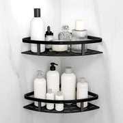 Plantex 304 Stainless Steel Corner/Bathroom Shelf/Kitchen Shelf/Wall Mount - Pack of 2 (Black,9x9 Inches)