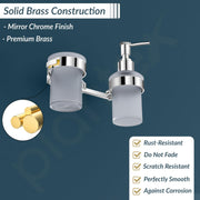 Plantex Smooth Brass 2in1 Glass Tumbler Holder with Handwash Dispenser - Multiuse (UN-1739)