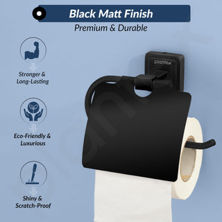 Plantex 304 Grade Stainless Steel Toilet Paper Holder/Toilet Paper Roll Holder/Tissue Paper Roll Holder for Bathroom Accessories- Decan (Black)