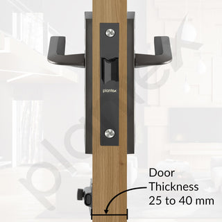 Plantex Heavy Duty Door Lock – Bathroom Door Lock/Mortise 8inch Keyless Plate Handle Set for Home/Bathroom/Store Room/Balcony/Office with Baby Latch (8105, Satin Black)