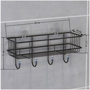 Plantex Bathroom Organizer Without Drill/GI Steel Self Adhesive Bathroom Shelf for Wall with Magic Stickers/Self Adhesive Kitchen Shelf with Hooks (Pack of 4)