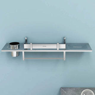 Plantex Bathroom Accessories Holder - Stainless Steel Bathroom Shelves with Tower Hanger/Soap Dish/Tumbler Holder (Chrome-18x5 Inches - Pack of 4)