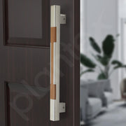 Plantex Main Door Handle/15 Inch Main Door Handle/Glass Door Handle/Wooden Door Handle/Pull-Push Door Handle/Door Accessories - Pack of 1 (S-605-Satin and Wood) - 3 Years Warranty