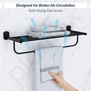 Plantex 304 Grade Stainless Steel 24 inch Towel Rack/Towel Stand/Towel Bar/Towel Hanger for Bathroom/Bathroom Accessories - Parv (Black)