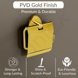 Plantex J4 Stainless Steel Toilet Paper Holder for Bathroom/Tissue Holder for Washroom/Toilet roll Holder for Wall Mounted/Bathroom Accessories (PVD Gold Finish) Angel