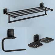 Plantex Cute 304 Grade Stainless Steel Towel Rack for Bathroom/Double Soap Holder/Napkin Ring/Bathroom Accessories - Black