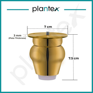 Plantex 3 Inch Sofa Legs for Bed Furniture/Sofa Legs for Table/Sofa Support Legs with Rubber Grip (Gold Finish, 8 Pcs)