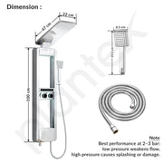 Plantex Shower Panel for Bathroom with Hand Shower/Body Massage Jets/Showerhead/304 Grade Stainless Steel Showers System with Hot & Cold Mixer (KM-8103-Chrome)