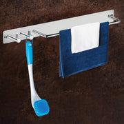 Plantex Stainless Steel Single Towel Rod with Hooks for Bathroom/Towel Stand for Kitchen/Towel Hanger/Hook Rail/Bathroom Accessories (Matt FInish)