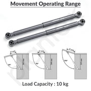 Plantex 10 Inch Hydraulic Gas Spring Stay Strut Pneumatic Lift Support/Cabinet Hinges Support/Capacity 10 KGS (100 N) - Pair of 1 (2 Pcs) (Silver)