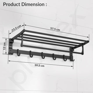 Plantex Aluminum Folding Towel Rack in Bathroom/Towel Holder in Bathroom/Towel Hanger/Bathroom Accessories (24 Inch) Black