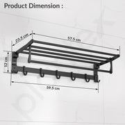 Plantex Aluminum Folding Towel Rack in Bathroom/Towel Holder in Bathroom/Towel Hanger/Bathroom Accessories (24 Inch) Black