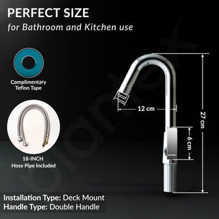 Plantex Mixer Tap for Bathroom/Wash Basin Tap Hot and Cold/Bathroom Accessories/Water Tap/Sink Tap for Wash Basin (Star, Chrome)