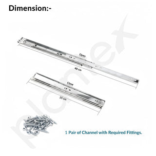 Plantex Drawer Channel/Ball Bearing Regular Close Channel for Drawer/Telescopic Drawer Channel for Wooden & Metals Drawers in Kitchen, Wardrobe, (10-Inch,Silver) Pair