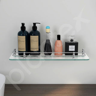 Plantex Premium Transparent Bathroom Glass Shelf/Glass Shelf for Living Room/Bathroom & Kitchen Accessories- (Polished, 18x6 Inches) - Pack of 1