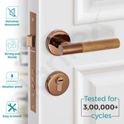 Plantex Premium Door Lock with 3 Years of Warranty - Main Door Lock Set (PVD Rose Gold & Wood Finish)