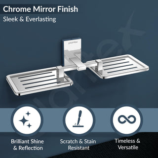 Plantex 304 Grade Stainless Steel Double Soap Holder for Bathroom/Soap Stand/Soap Dish/Bathroom Accessories - Senso (Chrome)