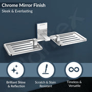 Plantex 304 Grade Stainless Steel Double Soap Holder for Bathroom/Soap Stand/Soap Dish/Bathroom Accessories - Senso (Chrome)