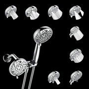 Plantex ABS 8 mode Bathroom Shower Set with 304 Stainless Steel 1.5 meter Flexible Hose Pipe/Handheld Shower Head with 10-inch Round Shower Head-Chrome