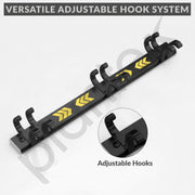 Plantex Aluminum Hook Rail with Movable Hooks for Wall/5 Hooks Hookrail for Bathroom/Kitchen/Bath Towel Hook/Wall Hooks for Hanging - Pack of 1 (Black)