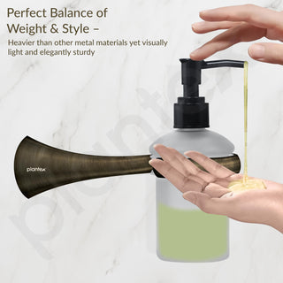 Plantex Smero Pure Brass Made Handwash Holder for Wash Basin/Liquid Soap Dispenser/Shampoo Dispenser - Contrive (Rich Antique)