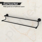 Plantex Stainless Steel Dual Towel Rod/Towel Rack for Bathroom/Towel Bar/Hanger/Stand/Bathroom Accessories (24 Inch - Black)
