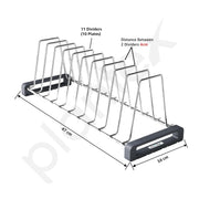 Plantex Durable Stainless Steel Plate Stand for Kitchen Cabinet/10 Slot Plate Organizer for Kitchen/8 Inch Thali Stand with Anti-Scratch Base(Size-8Inches, Slot- 10, Pack of 1)