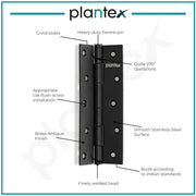 Plantex Door Hinges 6 Inch x 12 Gauge/2.5 mm Thickness/Hinges for Main Door/Butt Hinges for Home/Office/Hotel/Kabja/Soft Close Hinge - Pack of 24 (Z-Black)