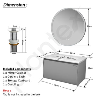 Plantex Unbreakable Plywood Vanity Set for Bathroom/Undermount Washbasin with Cabinet/Bathroom Organizer with Coupling & Mirror Cabinet with Sensor & Defogger Function - (NZBC-12)
