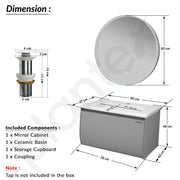 Plantex Unbreakable Plywood Vanity Set for Bathroom/Undermount Washbasin with Cabinet/Bathroom Organizer with Coupling & Mirror Cabinet with Sensor & Defogger Function - (NZBC-12)