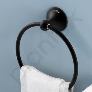 Plantex Towel Ring for Bathroom/Stainless Steel Towel Holder/Round Napkin Ring/Towel Stand for Bathroom/Bathroom Accessories - Pack of 1 (Black)