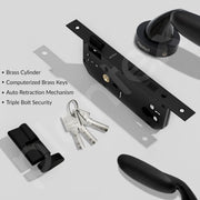 Plantex Door Lock for Home/Main Door Lock Set/Mortise Lock with Brass Lock Body & Cylinder  (7134, DC-Black & Z-Black)