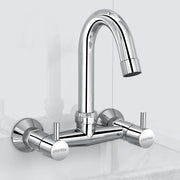 Plantex Pure Brass Sink Mixer Tap Hot and Cold with 360Ãƒâ€šÃ‚Â°Swivel Spout/Mixer Tap for Kitchen Sink with Brass Wall Flange and Teflon Tape/Kitchen Sink Tap-(Mirror-Chrome Finish)