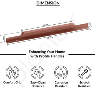 Plantex Profile Handle for Kitchen Cabinet/26 Inch Alluminium Drawer Profile Handle/Wardrobe Pull Handle for Home/Office/Hotel - Pack of 2 (Rose Gold)
