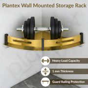 Plantex Bathroom Corner Rack for Wall/Stainless Steel Shelf for Bathroom Corner with Railings/Bathroom Accessories Holder (12x12 inches, PVD Gold & Black)