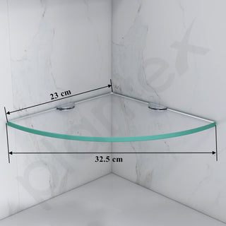 Plantex Premium Transperant Glass Corner Shelf for Bathroom/Kitchen Shelf/Bathroom Glass Shelf (9x9 Inches - White- Pack of 2)