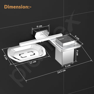 Plantex 2in1 Soap Dish with Tumbler Holder for Bathroom/304 Grade Stainless Steel Soap Holder with Toothbrush Holder/Bathroom Accessories - Pack of 1 (Delta - 2808, Chrome)