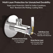 Plantex Pure Brass Angle Valve for Bathroom with Brass Wall Flange and Teflon tape/Angle Cocke Tap for Wash Basin-7 year Warranty by Plantex [COL-1005-Mirror Chrome]