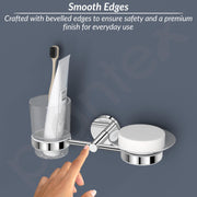 Plantex 304 Grade Stainless Steel Soap and Brush Holder Stand for Bathroom and Wash Basin/Bathroom Accessories - Oreo (Chrome)