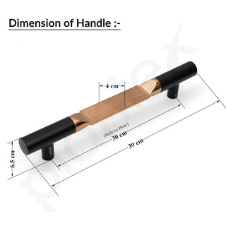 Plantex 15 Inch Main Door Handle for Wooden Doors - Pull-Push Handle Accessories (Pack of 1, Rose Gold, Black) - 3 Years Warranty