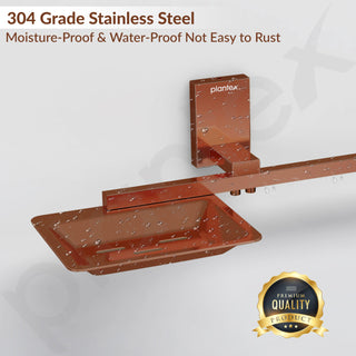 Plantex 304 Grade Stainless Steel Soap Dish with Napkin Ring/Soap Stand/Soap Holder/Napkin Holder/Towel Hanger for Bathroom/Bathroom Accessories - Pack of 1 (Crystal, PVD Rose Gold)