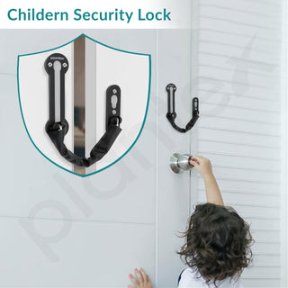 Plantex Heavy Duty Security Door Chain Lock/Anti-Theft Sliding Chain Lock for Inside Door – Pack of 3 (Z - Black, Finish)