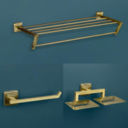 Plantex Decan 304 Grade Stainless Steel Towel Rack for Bathroom/Double Soap Holder/Napkin Ring/Bathroom Accessories - Brass Antique