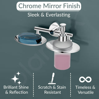 Plantex J4 Stainless Steel Soap Dish with Liquid Dispenser/Soap Stand for Bathroom Wall Mount/Shampoo Dispenser/Bathroom Accessories (Chrome Finish) Angel