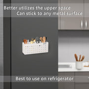 Plantex Magnetic Refrigerator Shelf/Self-Adhesive Storage Organiser for Kitchen/Magnetic Shelf for Fridge/Spice Rack for Kitchen (White)