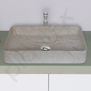 Plantex Tabletop Wash Basin/Bathroom Sink/Wash Basin Over Counter/Designer Ceramic Wash Basin for Bathroom (Marble Finish, 24 x 13 x 5 Inch)